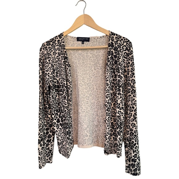 Jones New York Animal leopard print cardigan size small - Picture 2 of 5